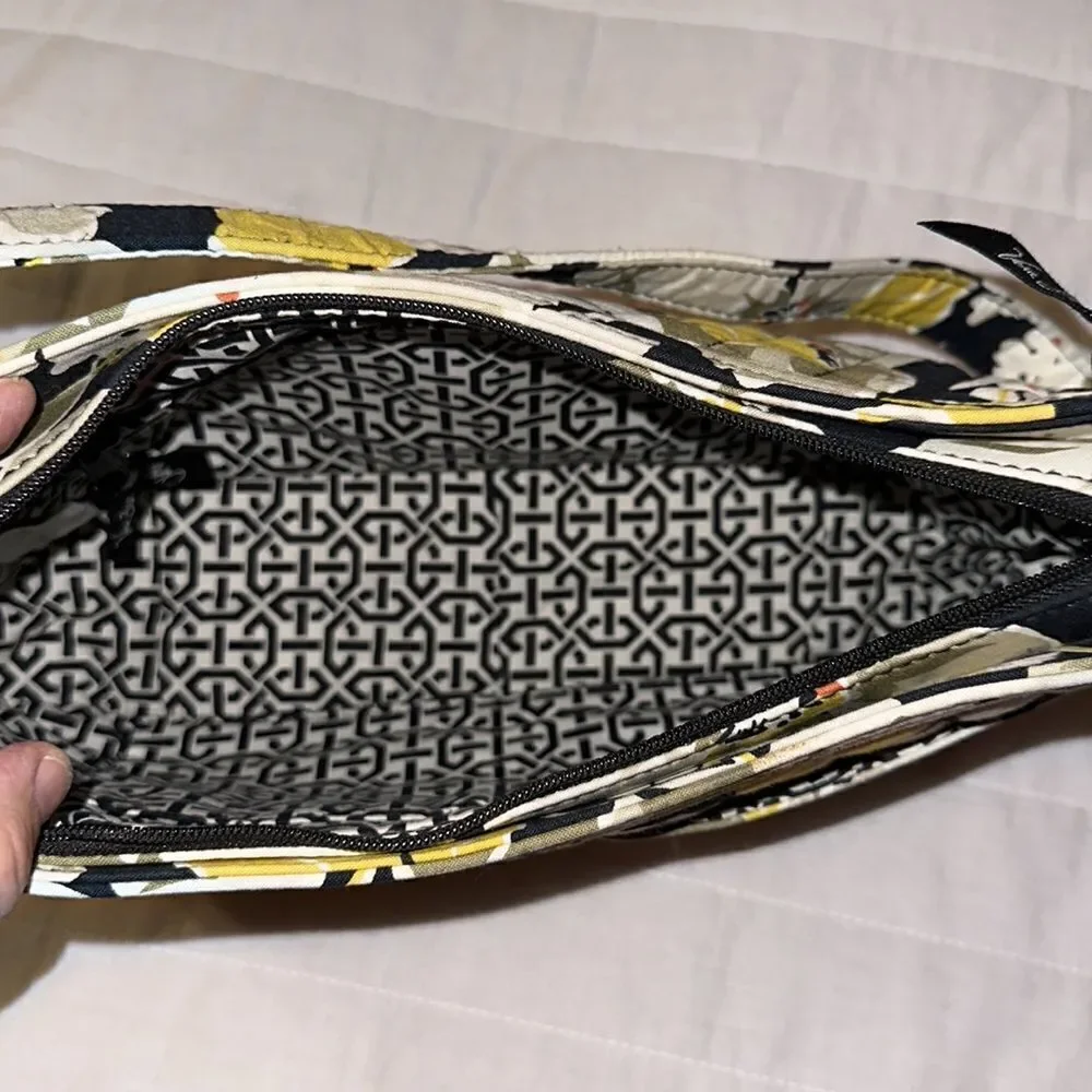 Vera Bradley Ivory Gold White Black Floral Quilted Hobo Bag Dogwood Print